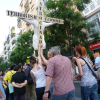 Performance Manifestación 15M Bajar de la cruz a los pueblos crucificados